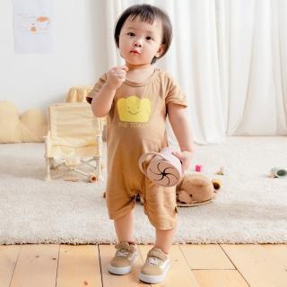 【OB 嚴選】咖啡廳家族臺灣製山形吐司妹布丁小子印花寶寶連身衣嬰幼童裝 《QA1458》