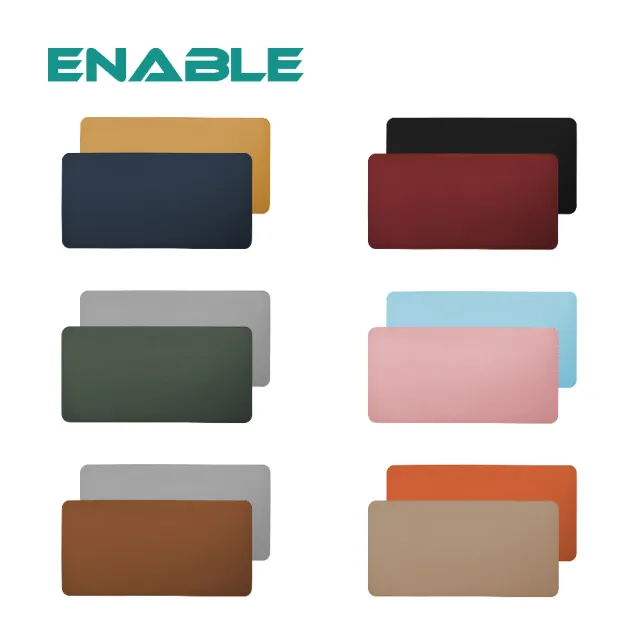 【ENABLE】雙色皮革 質感縫線 防水防油隔熱餐桌墊(60x120cm/桌墊/餐墊/隔熱墊/防水墊)