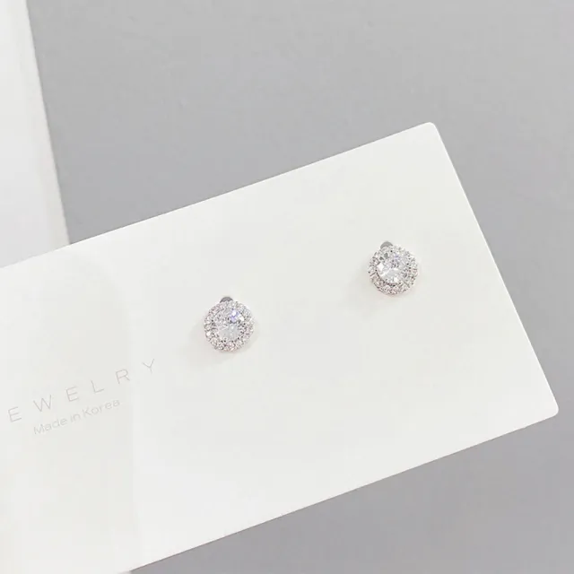【Umi】1卡3對韓式東大門925純銀針單圈單鑽優雅珍珠鑲鑽奢華時尚優雅百搭銀耳環(微鑲鑽純色耳釘針扣557)