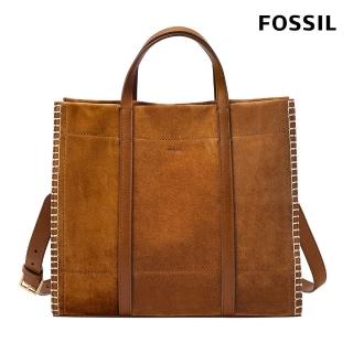 【FOSSIL 官方旗艦館】Carmen 麂皮兩用手提包-金棕色 ZB1843216