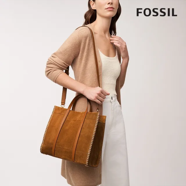 【FOSSIL 官方旗艦館】Carmen 麂皮兩用手提包-金棕色 ZB1843216 雙11/1111