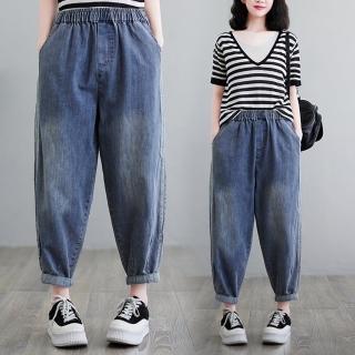 【巴黎精品】現貨+預購 牛仔褲丹寧長褲(文藝復古寬鬆捲邊女褲子a1aq37)