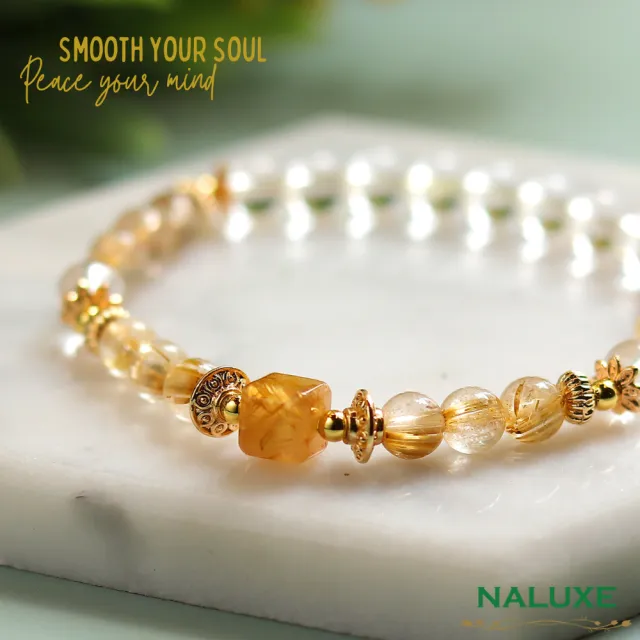 【Naluxe】鈦晶 白水晶 設計款開運手鍊(頂級貓眼、招財、助事業運)