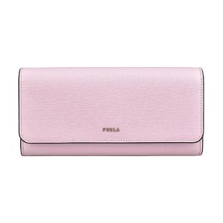 【FURLA 芙拉】FURLA BABYLON 字母LOGO十字紋防刮牛皮12卡釦式長夾(山茶花粉x大理石灰)