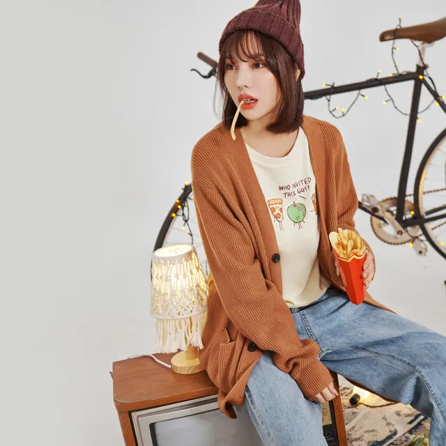 【OB 嚴選】情侶系列高含棉卡通印花大學T女 《KL1230》