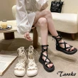 【Taroko】酷夏海岸交叉平底中筒涼鞋(2色可選)