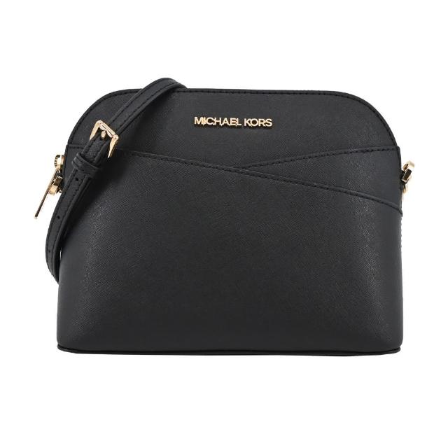 【Michael Kors】JET SET新版交叉防刮斜背貝殼包(黑)