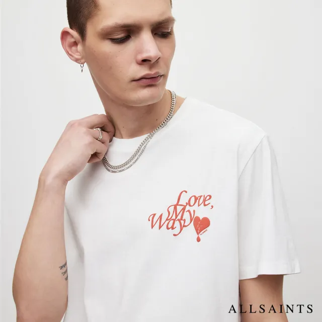 【ALLSAINTS】DIRECTION 愛心標語短袖T恤-白 MG068Y(舒適版型)