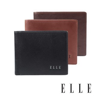【ELLE HOMME】ELLE 精緻牛皮短夾/皮夾/男夾-上翻3窗格(深咖/淺咖)