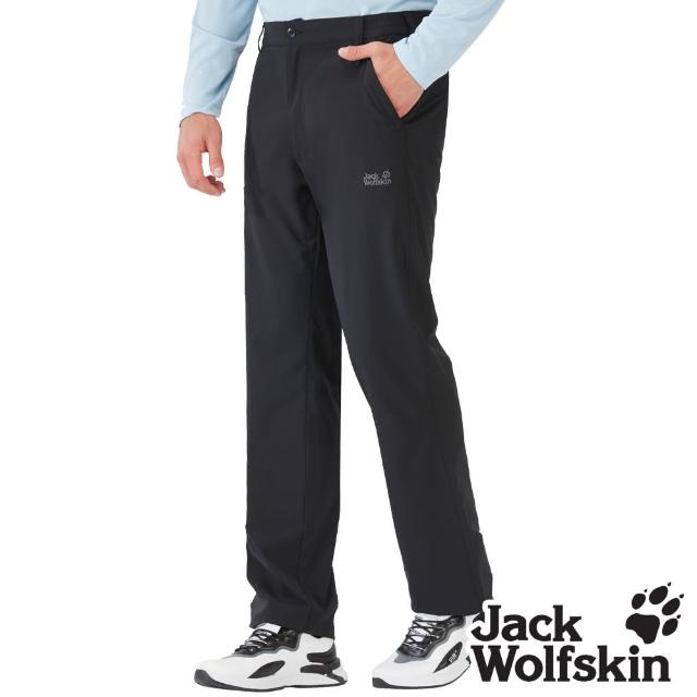 【Jack wolfskin 飛狼】男 彈性吸排休閒長褲 登山褲(黑)