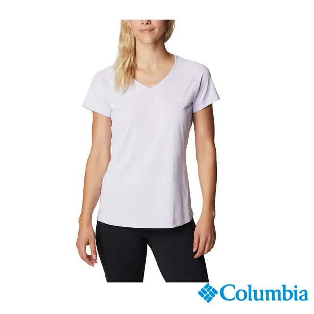 【Columbia 哥倫比亞 官方旗艦】女款-Zero Rules UPF30涼感快排短袖上衣-紫色(UAR69140PL / 2023春夏品)