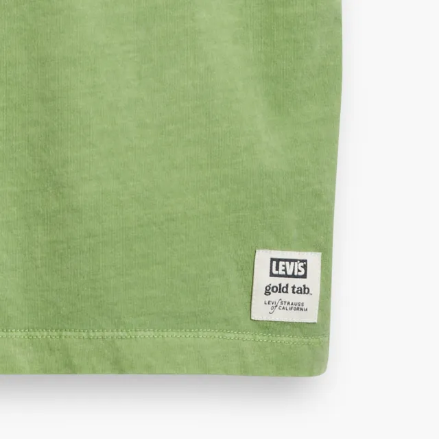 【LEVIS 官方旗艦】Gold Tab金標系列 男款 寬鬆版短袖素T恤 青蘋綠 熱賣單品 A3757-0018