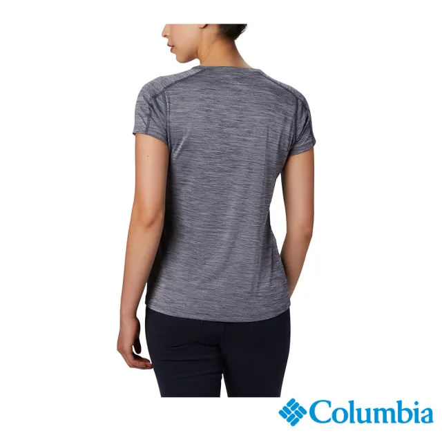 【Columbia 哥倫比亞 官方旗艦】女款-Zero Rules UPF30涼感快排短袖上衣-深藍(UAR69140NY / 2023春夏品)