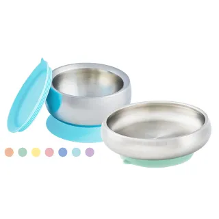 【little.b】316雙層不鏽鋼學習吸盤碗+麥片碗(碗緣凹槽防漏設計)