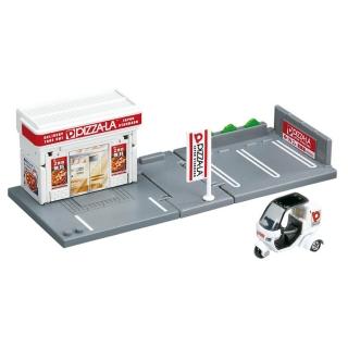 【TOMICA】交通世界 新城鎮 比薩店附小車(小汽車 場景)