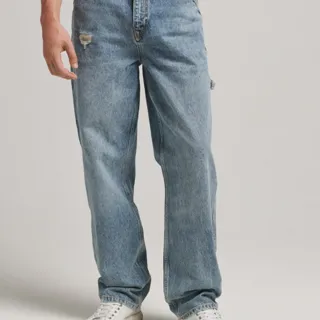 【Superdry】男裝 丹寧長褲 牛仔褲 有機棉 Vintage Carpenter Jean(水洗藍)