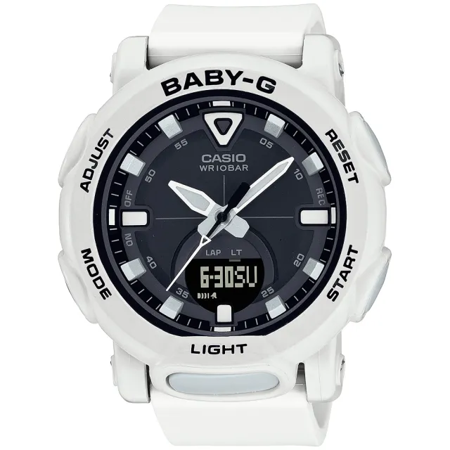 【CASIO 卡西歐】BABY-G 戶外露營自動照明手錶-純真白 畢業禮物(BGA-310-7A2)