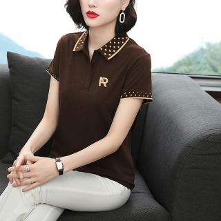 【Paiya 派亞】現貨POLO領純棉休閒短袖T恤女上衣(M-4XL大碼遮肚媽媽裝)