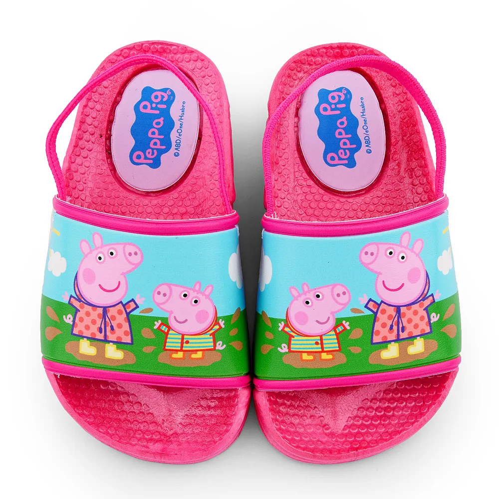 【童鞋城堡】童鞋 小童 正版佩佩豬 寶寶後帶拖鞋(PG1038-桃)