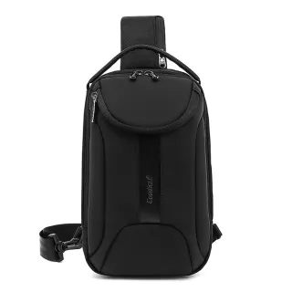 【CoolBell】簡約時尚斜背USB胸包(黑色)