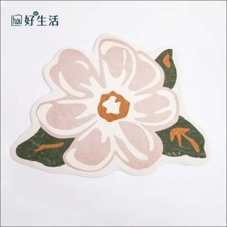 【hoi! 好好生活】夏日田園花仿羊絨床邊防滑不規則地毯80x90cm