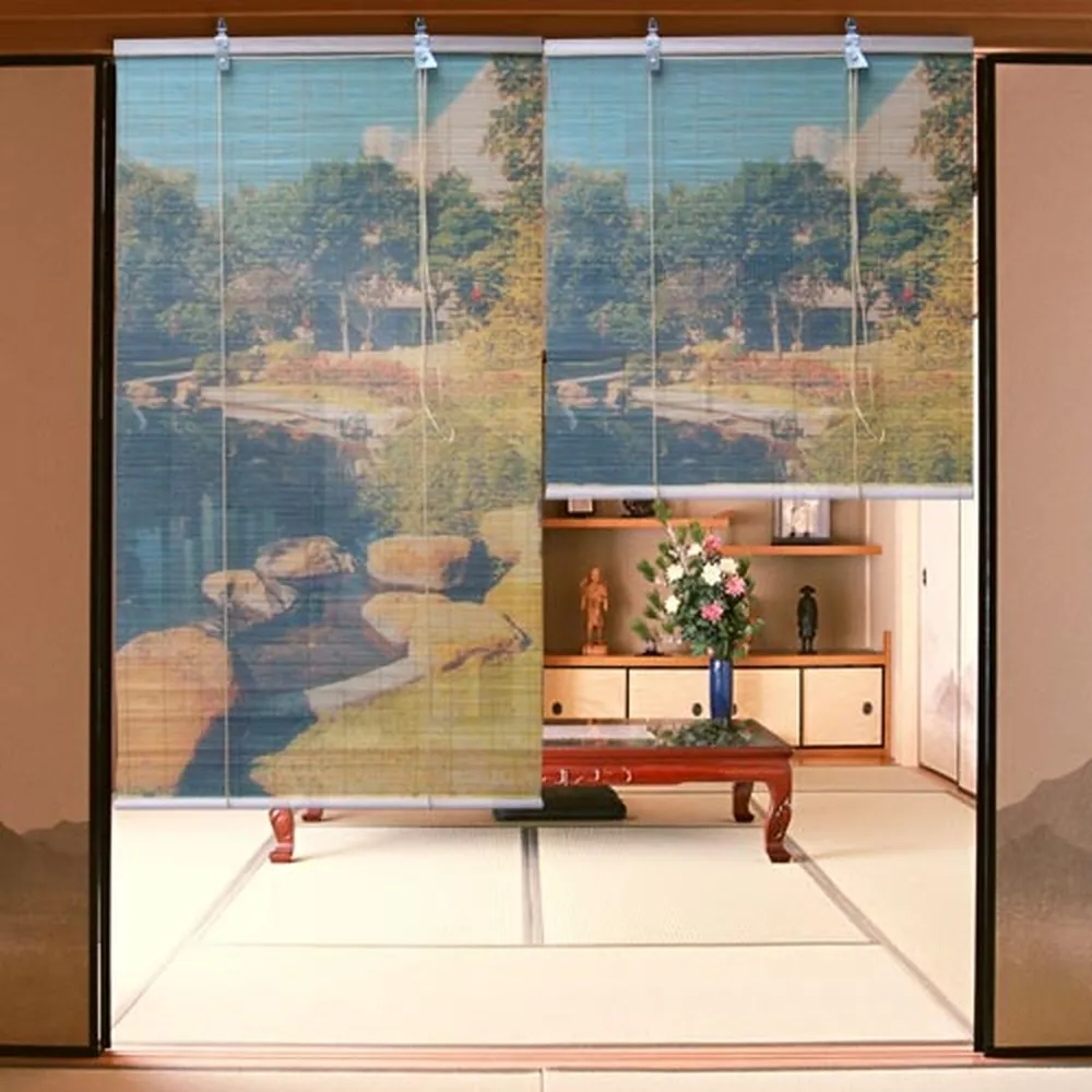 【棉花田】池畔彩色天然竹捲簾(90x160cm)