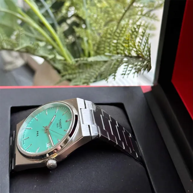 【TISSOT 天梭】官方授權 PRX 薄荷綠色石英款手錶 手錶 畢業禮物(T137.410.11.091.01)