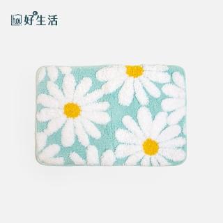 【hoi! 好好生活】夏日小雛菊絨毛吸水踏墊40x60cm藍