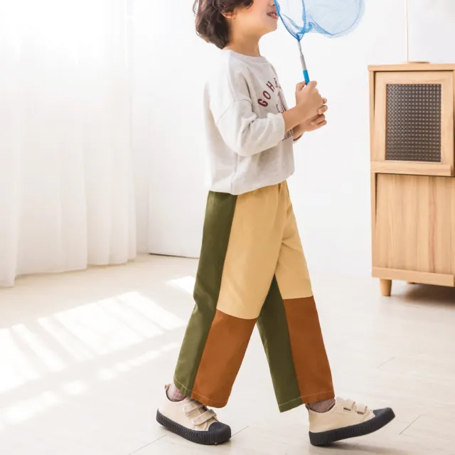 【OB 嚴選】Outdoor親子童趣大色塊拼接斜紋磨毛長褲童裝 《QA1584》