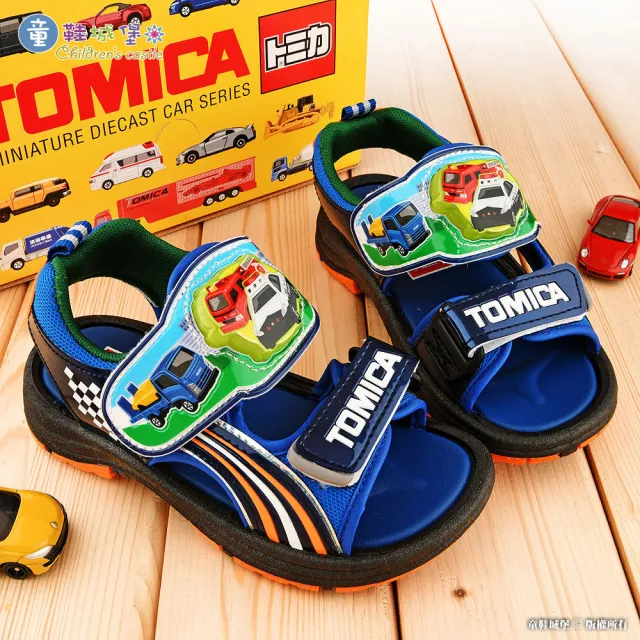 【童鞋城堡】汽車造型涼鞋 LED電燈涼鞋 Tomica多美汽車(TM3628-藍)