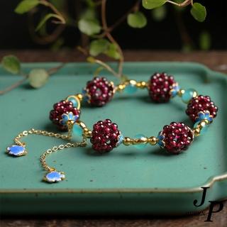 【Jpqueen】熱情石榴石流蘇泰藍串珠手鍊(2色可選)