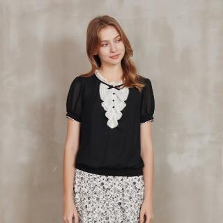 【perng yuh 芃諭名品】雅緻風採 波浪 蕾絲綴飾 上衣(2023 SS Collection｜2A春夏系列)