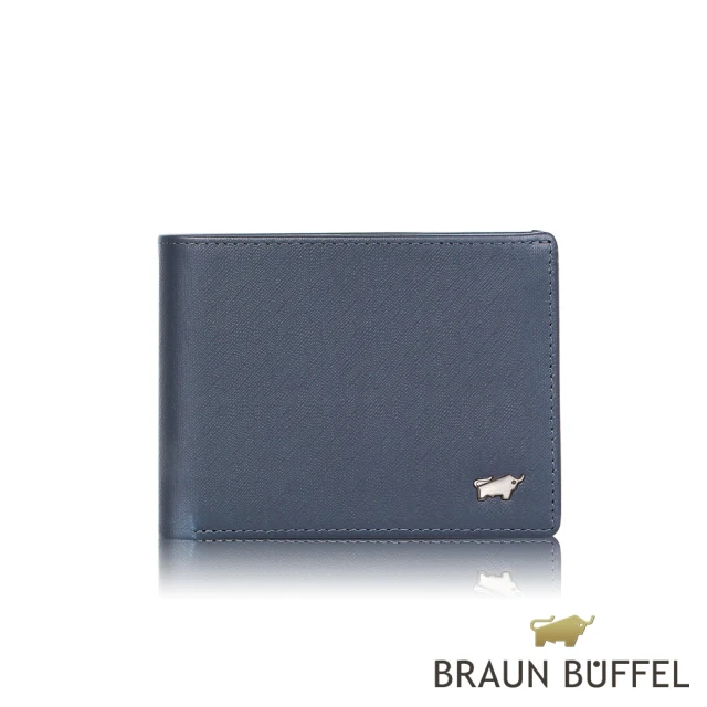 BRAUN BUFFEL 德國小金牛 台灣總代理 HOMME-M 6卡男夾-深藍色(BF306-312-MAR)