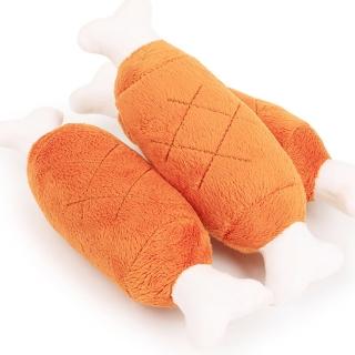 【PETA】模擬雞腿寵物玩具3入(寵物雞腿骨頭毛絨發聲玩具)