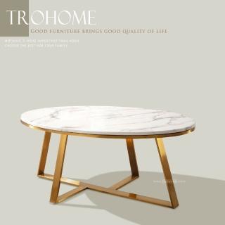 【Trohome 拓家設計傢俱】Ollie 奧利 石面橢圓金扁腳大茶几