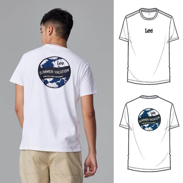 【Lee】出清品-男裝 短袖T恤 / 背部地球印花 經典白(LL230016K14)