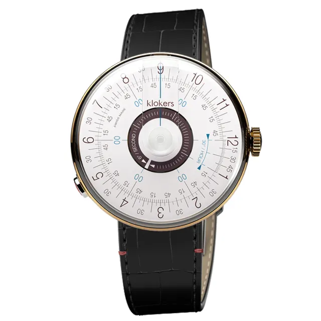 【klokers 庫克】六零復古系列 KLOK-08-D5 孔雀藍錶頭+皮革錶帶搭配摺疊錶扣