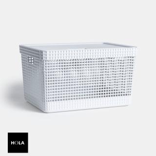 【HOLA】巴西OU Grid附蓋收納籃 L 白