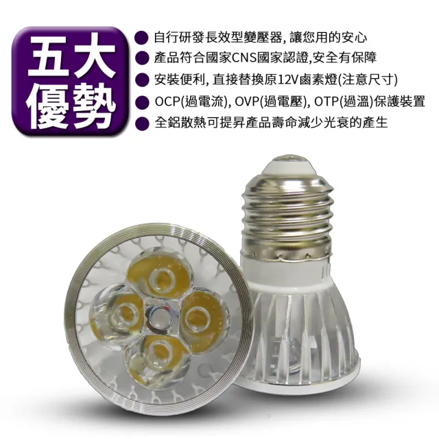 【KISS QUIET】安規4燈5W 白光/黃光  E27 LED燈泡 全電壓-12入(LED杯燈 杯燈 MR16 LED燈泡 燈泡 投射燈)