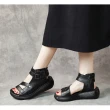 【Vecchio】真皮涼鞋 厚底涼鞋 皮帶涼鞋/真皮個性V字線條雙皮帶釦造型厚底涼鞋(2色任選)