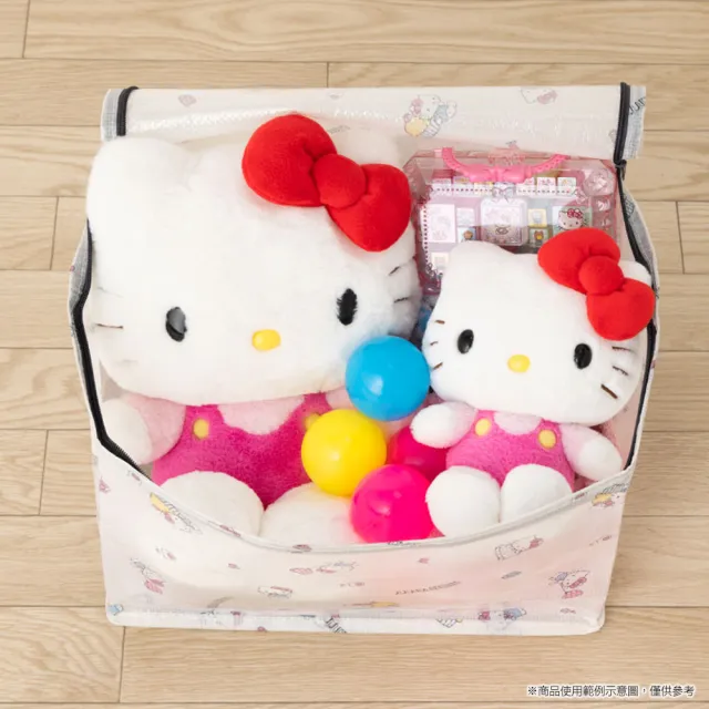 【SANRIO 三麗鷗】半透明可折疊拉鍊收納箱 M HELLO KITTY(文具雜貨)