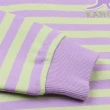 【KANGOL】韓國-KIDS 左胸小袋鼠條紋厚棉上衣-紫條(W23SK008AZ)