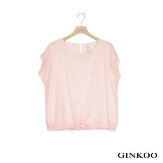 【GINKOO 俊克】蕾絲袖口下綁帶上衣