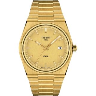 【TISSOT 天梭 官方授權】PRX系列 復古風酒桶型紳士石英錶-40mm 情人節 禮物(T1374103302100)