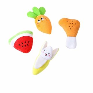 【PETA】寵物發聲玩具4入 解壓互動 磨牙潔齒 啾啾玩具 陪伴 貓狗玩具 耐啃咬(4入 香蕉/西瓜/胡蘿蔔/雞腿)
