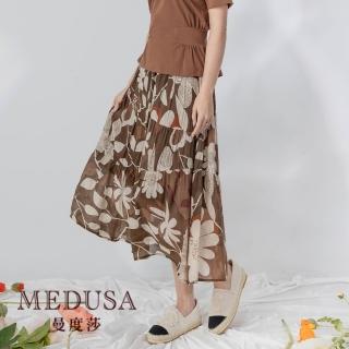 【MEDUSA 曼度莎】現貨-度假感天絲棉印花長裙（M-XL）｜女長裙 鬆緊腰頭 度假風(320-3010C)