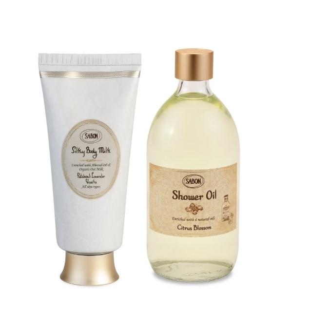 【SABON】官方直營 絲綢Q彈肌必備組(沐浴油500ml+絲綢身體乳液200ml)