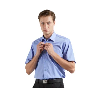 【ROBERTA 諾貝達】台灣製男裝 經典時尚 基本款商務短袖襯衫(藍)
