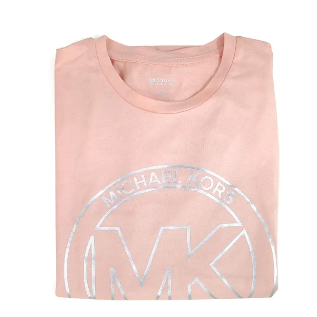 【Michael Kors】大圓標燙銀LOGO短袖上衣(粉色)