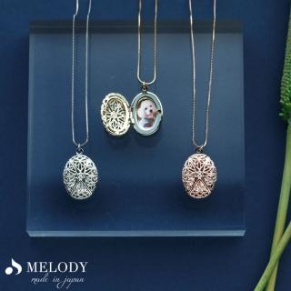 【日本MELODY ACCESSORY】日本製典雅浪漫奢華百搭日式輕珠寶維多利亞花葉藤蔓玫瑰金項鍊 可放相片(玫瑰金)